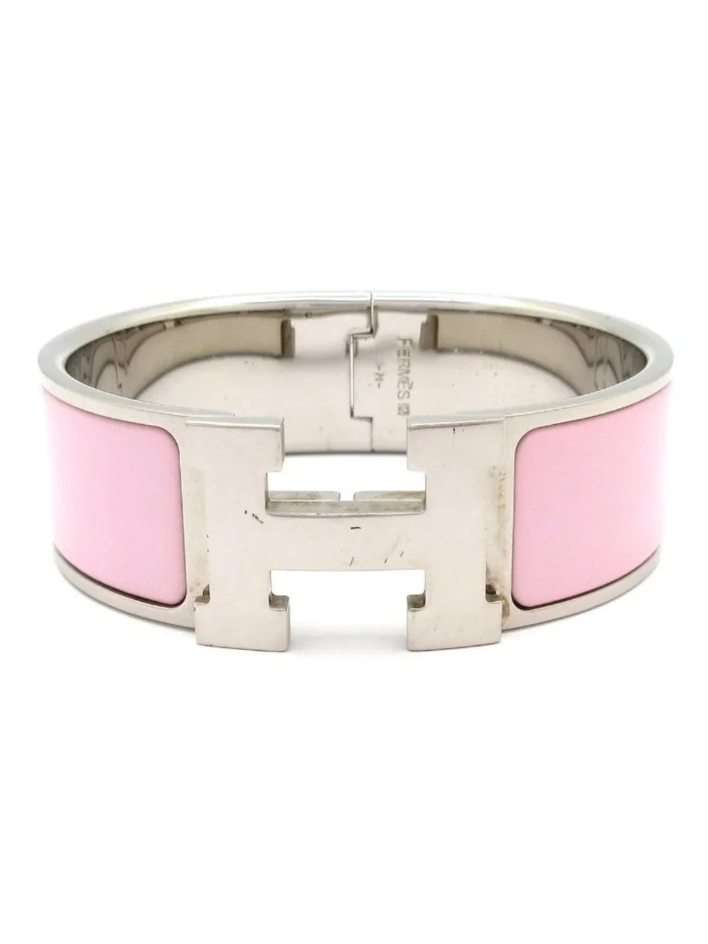 Hermes Bangle Clic Clac Silver Pink Bracelet